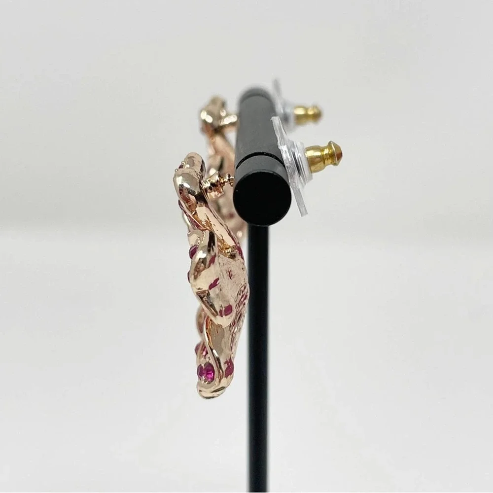 JTV Off Park Collection Pink Ombre Crystal Rose Tone Flower Earrings - Picture 5 of 7